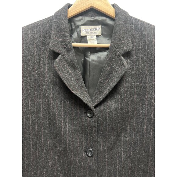 Pendleton Vintage 90's Dark Gray Wool with Red Pinstripe Blazer - Picture 3 of 7